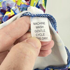 TZU TZU SHILOH dress golf pleated abstract geometric pockets mini colorful M